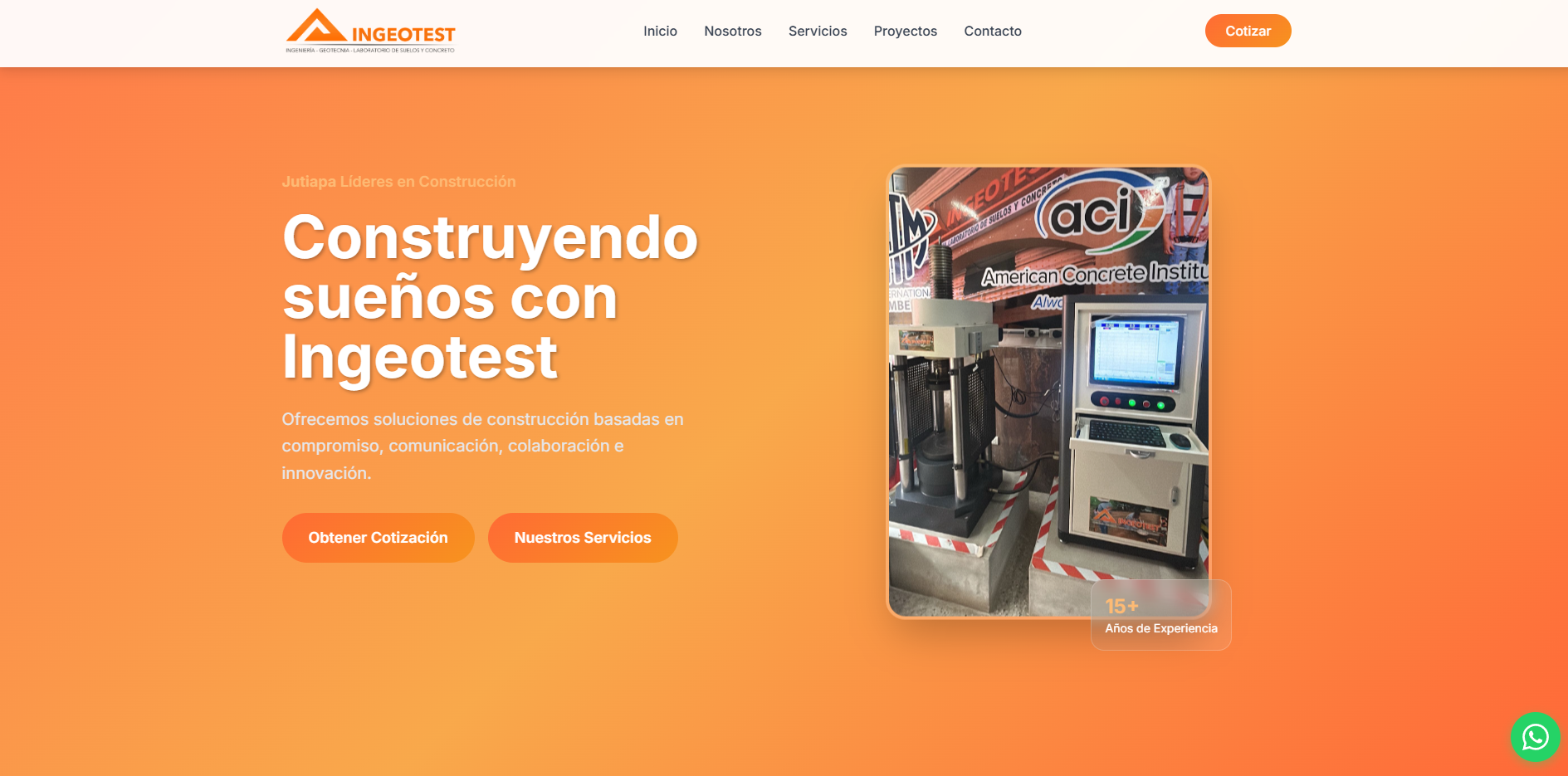 Página principal de Ingeotest Guatemala