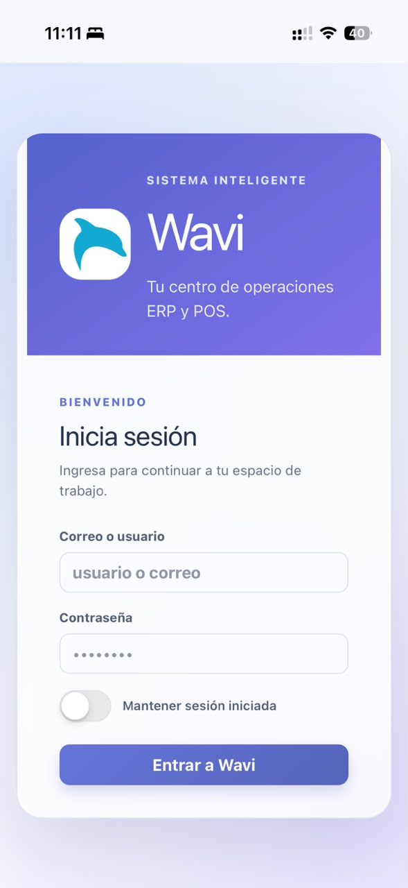 Acceso móvil de Wavi ERP