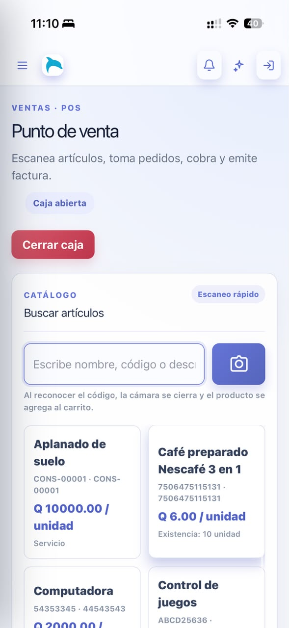 Punto de venta móvil de Wavi ERP
